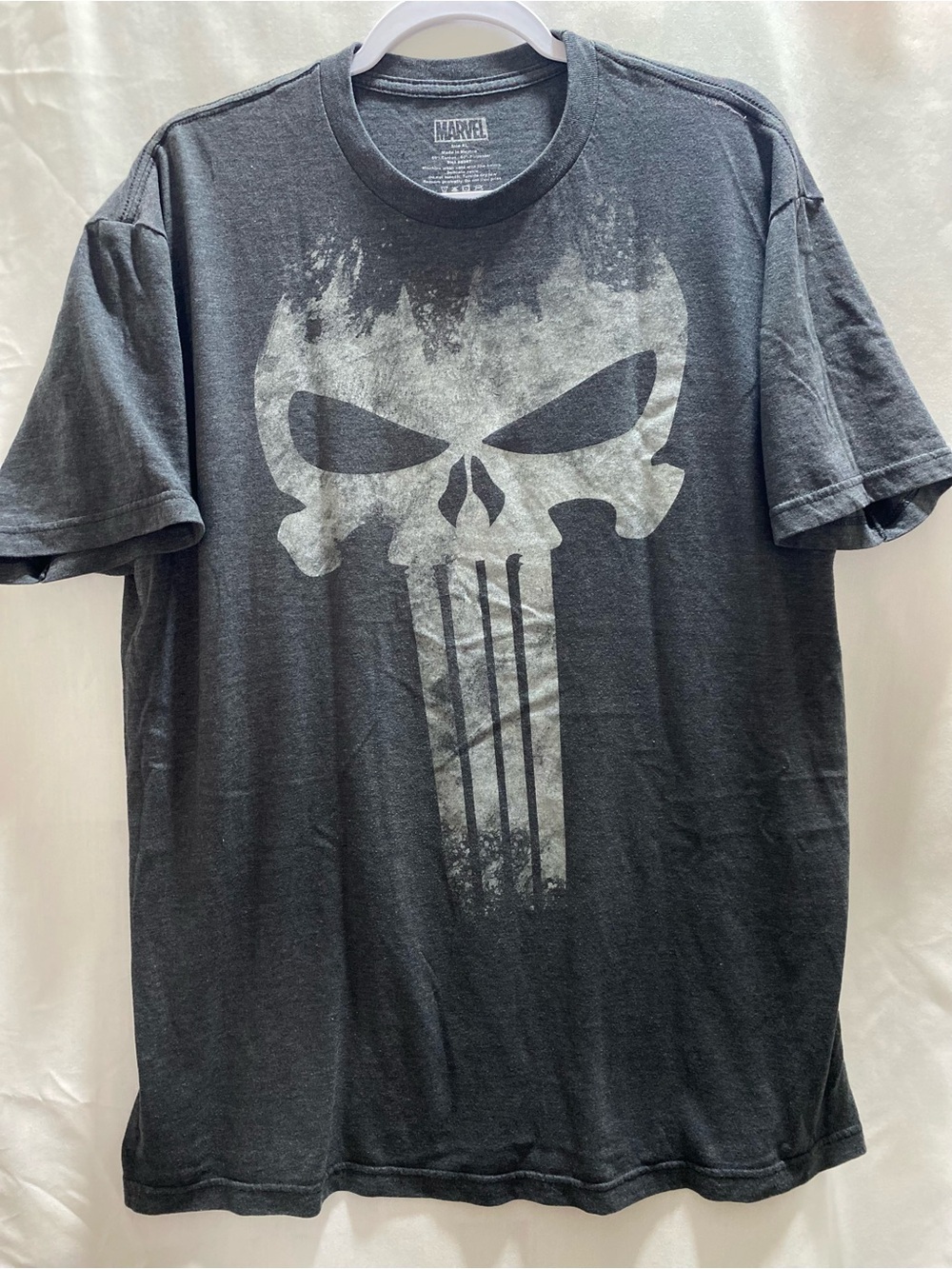 Official Marvel XL punisher skull logo graphic T-Shirt charcoal grey #vintage